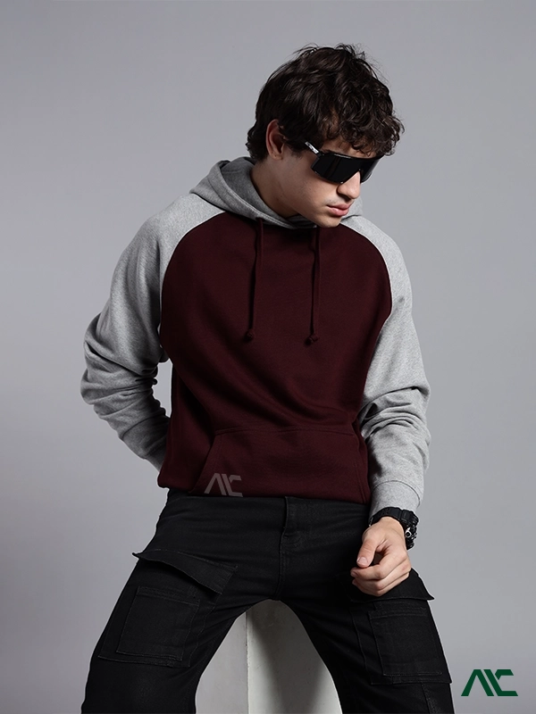 Premium Raglan Pullover Hoodie Maker in Charlotte, NC Premium raglan pullover hoodie made with soft fleece fabric and durable stitching in Charlotte, NC.