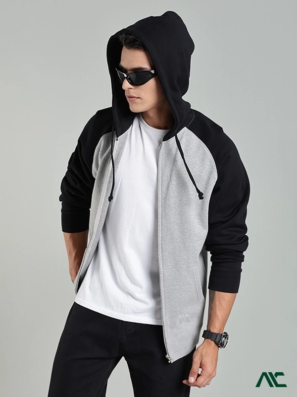 Raglan Zipper Hoodie Manufacturer for Apparel in Charlotte Raglan zipper hoodie for men, women, and youth, built for comfort and bulk orders in Charlotte, NC