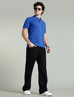 Comfort Blue Men's Polo Shirt Manufacturer in Charlotte, NC Comfort black polo shirt in US, crafted with premium fabric for style, comfort, and bulk orders