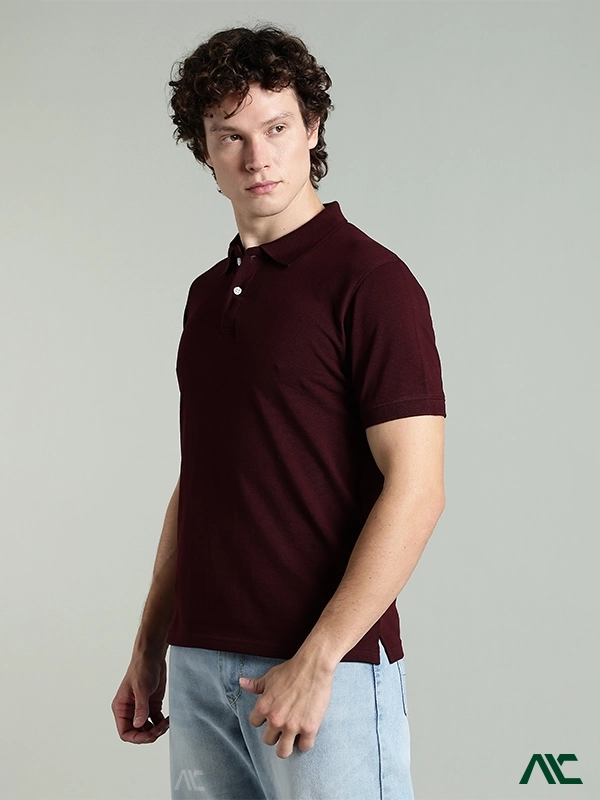 Men's Maroon Premium Polo Shirt Manufacturer in NC, US Men's maroon premium polo shirt in US, crafted with high-quality fabric for comfort and bulk orders